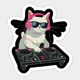 Cat DJ Rising Sticker